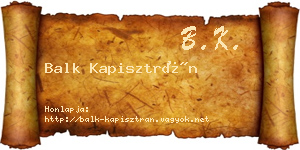 Balk Kapisztrán névjegykártya